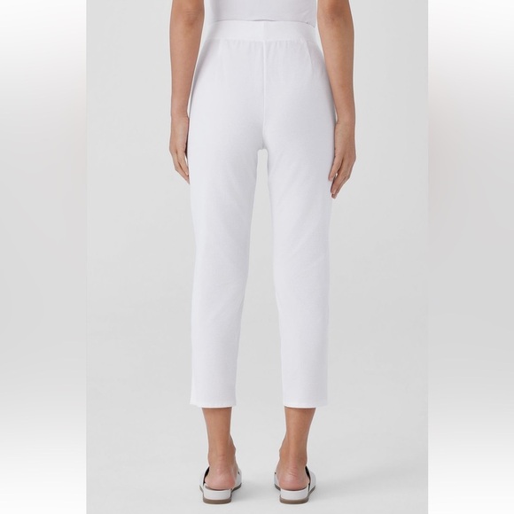 Eileen Fisher High Waist Slim Crop White Washable Stretch Crepe Pants 2X Pull-on - Picture 3 of 12